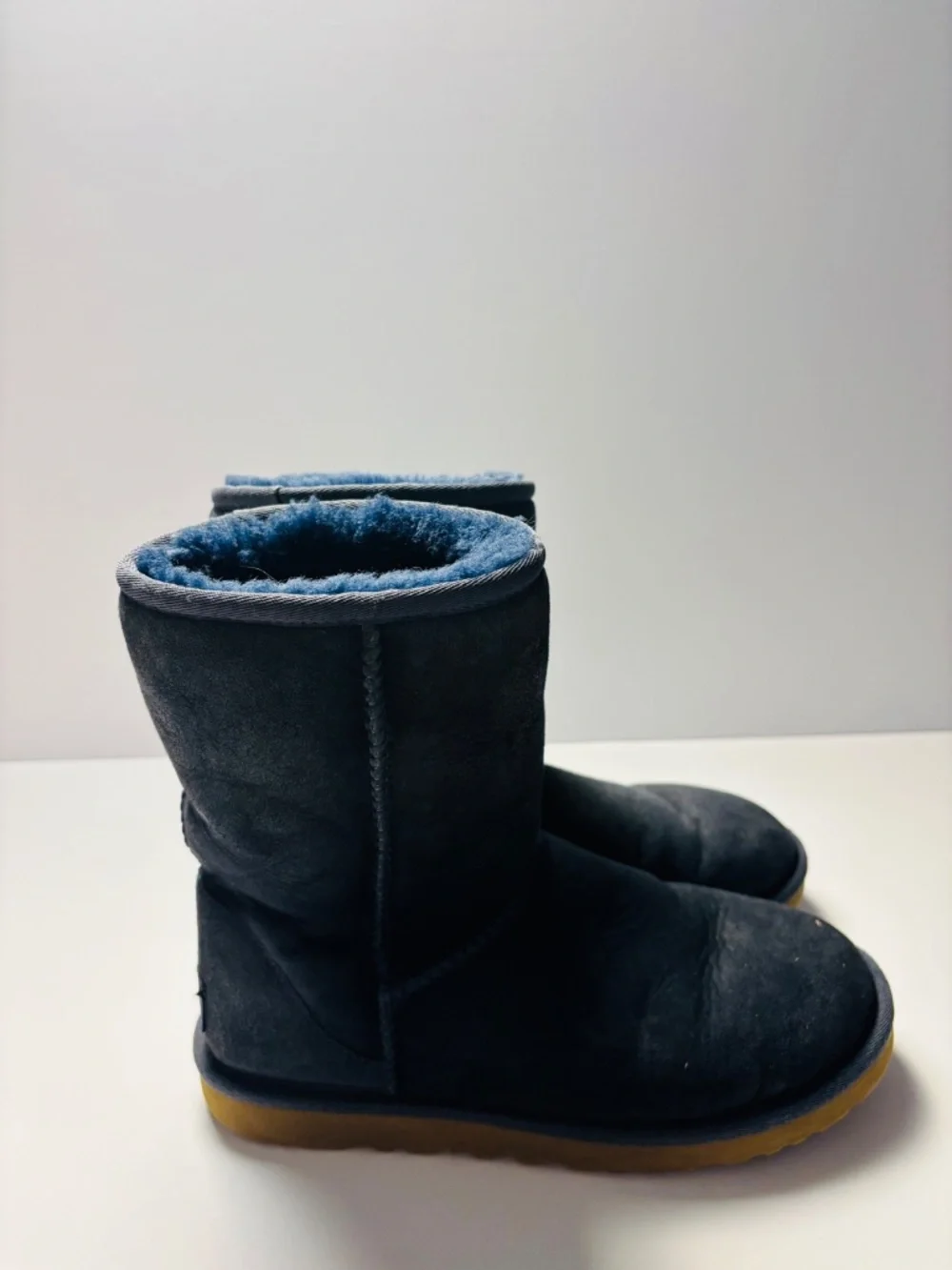 UGG Australia Classic Short Navy Blue Suede Sheepskin Boots Women’s Size 6